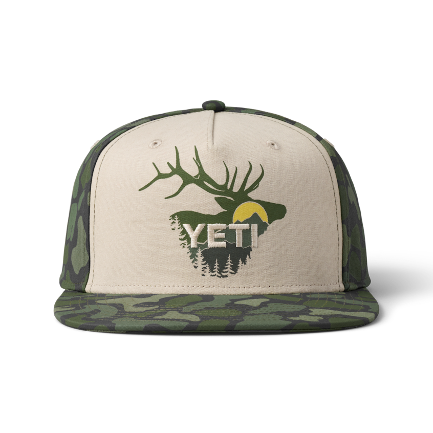 YETI / Sunrise Elk Flat Brim Hat - Tan/Green Camo