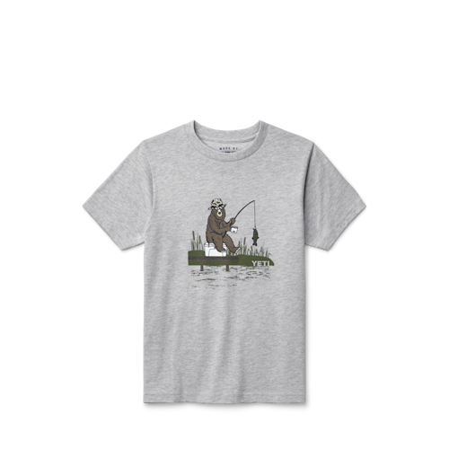 Yeti Fly Lure graphic fishing t shirt small Gray Short Sleeve unisex