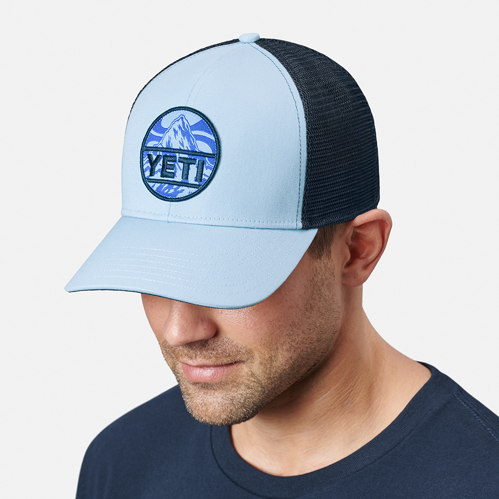 Yeti sky blue trucker hat hot sale