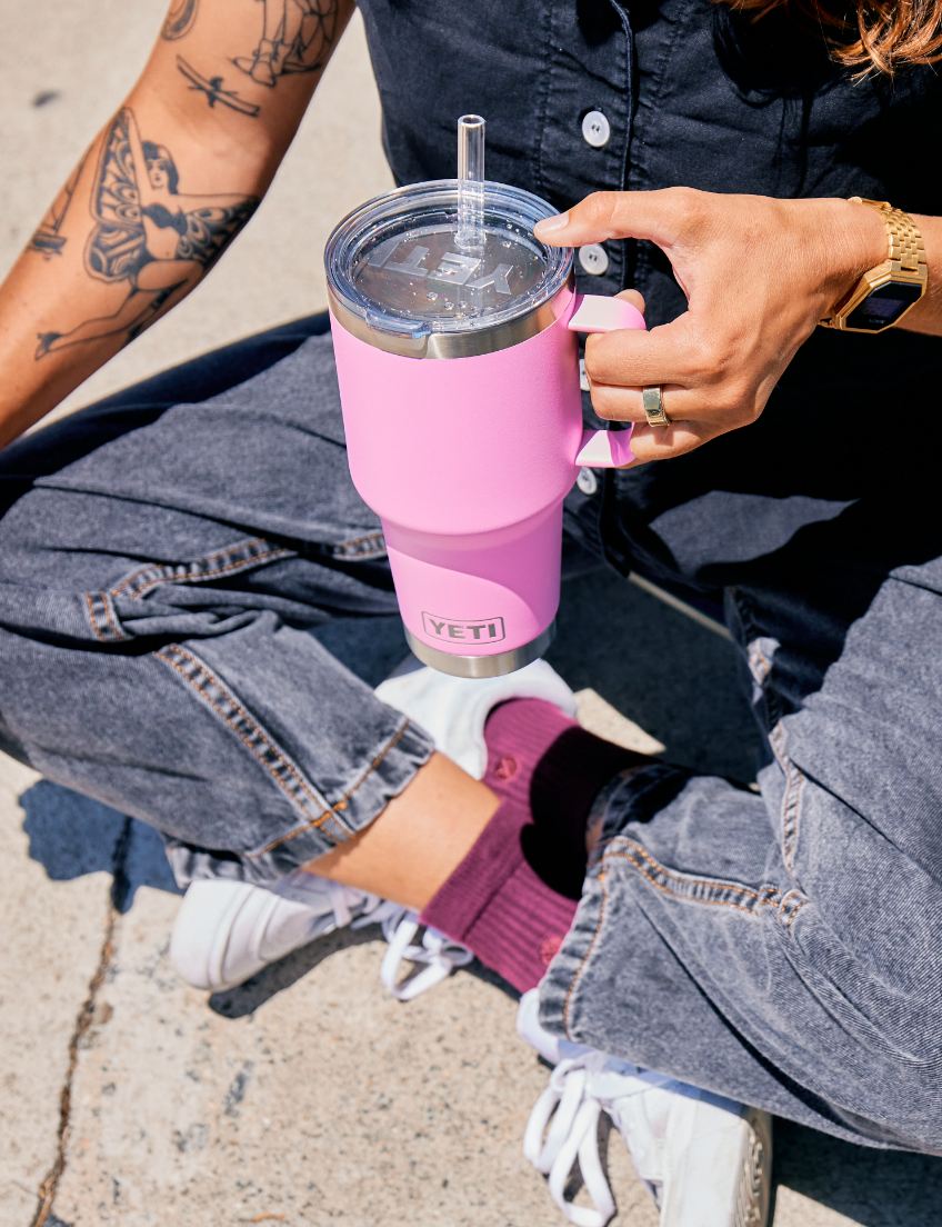 Pink yeti travel mug discount