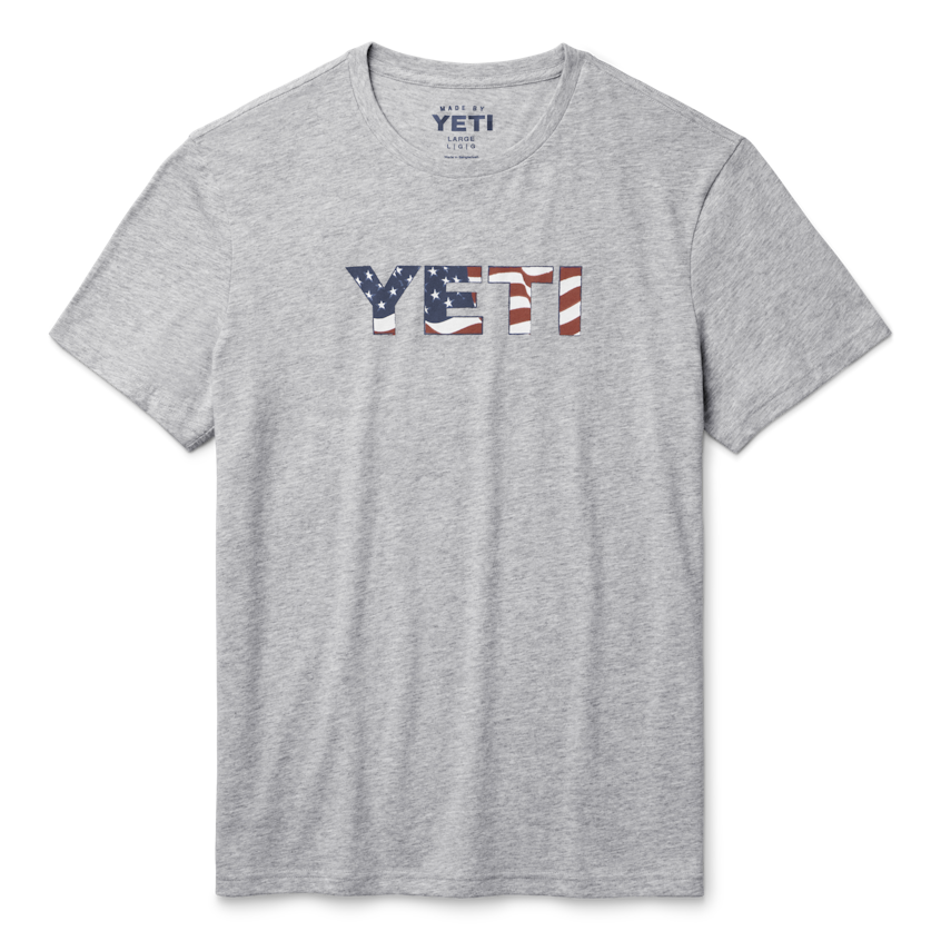 YETI Waving Flag Logo Badge Short Sleeve T-Shirt