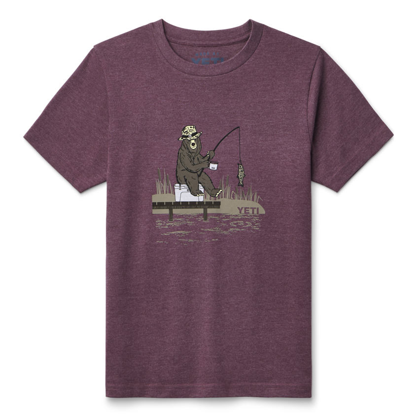 YETI / Kids' Fishing Bear Short Sleeve T-Shirt - Heather Plum - M